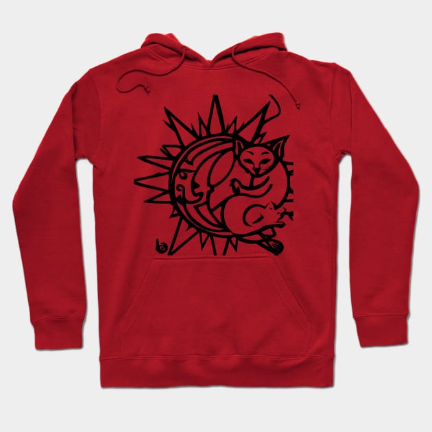 cat inside moon and sun Hoodie by lazykitty